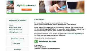 
                            4. Contact Us - my online account