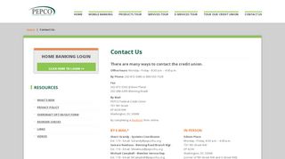 
                            3. Contact Us - PEPCO Federal Credit Union - Pepco Federal Credit Union Portal