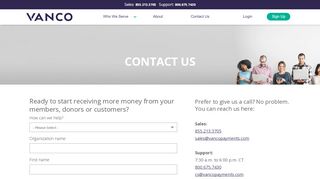 
                            4. Contact Us | Vanco Payment Solutions - My Vanco Portal