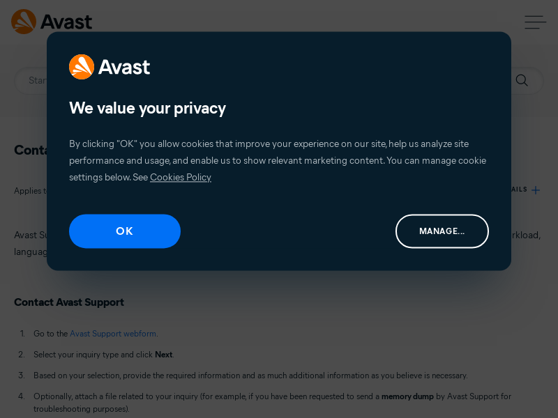 
                            8. Contacting Avast Support | Avast