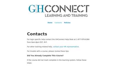 Contacts – GHConnect Training