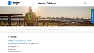 
                            5. Contacts - Investor Relations | Dominion Energy - Dominion Shareholder Portal