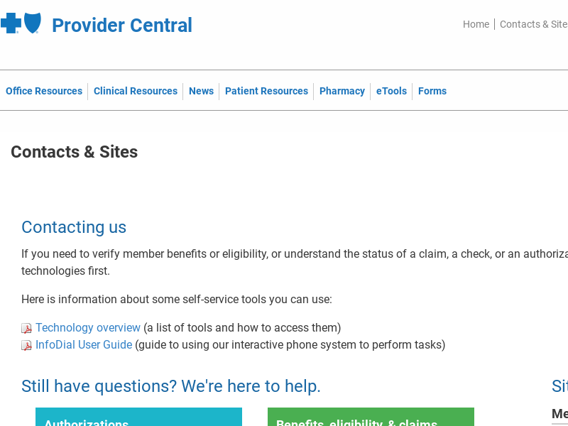 
                            4. Contacts & Sites - Blue Cross Blue Shield of Massachusetts