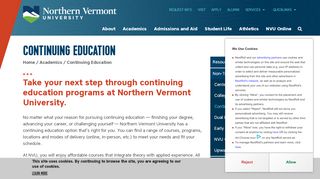 
                            8. Continuing Education | Northern Vermont University - Johnson Student Portal