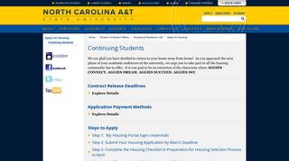 
                            2. Continuing Students - North Carolina A&T State University - Aggie Housing Portal