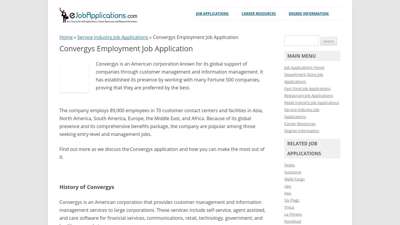 Convergys Application - Printable Job Forms