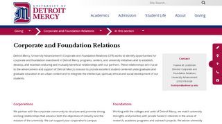 
                            7. Corporate and Foundation Relations | University of Detroit Mercy - University Of Detroit Mercy Portal