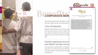 
Corporate Benefits - The Cheesecake Factory
