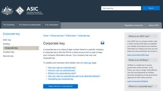 
                            4. Corporate key | ASIC - Australian Securities and Investments ... - Asic Key Portal