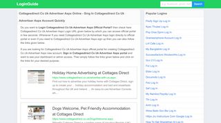 
Cottagesdirect Co Uk Advertiser Aspx log in - Log in - Sign in Official ...  
