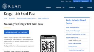 
                            3. Cougar Link Event Pass | Kean University