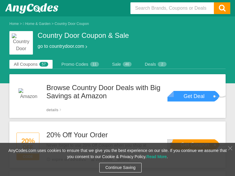 
                            6. Country Door Coupons and Promo Codes October 2021 by AnyCodes