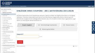 
                            4. Coupon einlösen - Self Service Portal - TU Dresden - Coupon Portal