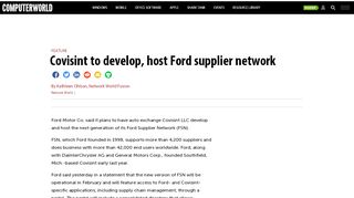 
                            5. Covisint to develop, host Ford supplier network | Computerworld - Ford Supplier Portal