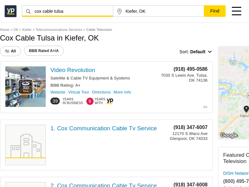 
                            10. Cox Cable Tulsa in Kiefer, OK with Reviews - YP.com