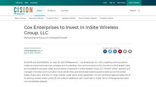
                            4. Cox Enterprises to Invest in InSite Wireless Group, LLC ... - Cox Insite Portal