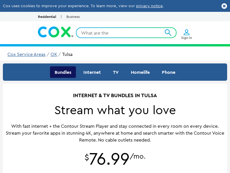 
                            1. Cox Tulsa - Internet and TV Bundles & Deals