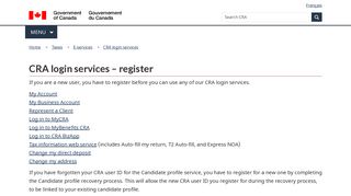 
                            2. CRA login services – register - Canada.ca - Cra Gc Ca Portal Services