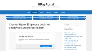
Cracker Barrel Employee Login At Employees ... - UPayPortal  
