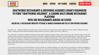 
                            6. CraftWorks Restaurants & Breweries Acquires Logan's ... - Craftworks Login