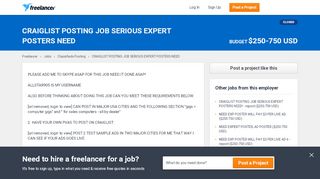 
                            2. CRAIGLIST POSTING JOB SERIOUS EXPERT POSTERS ... - Jobserious Portal