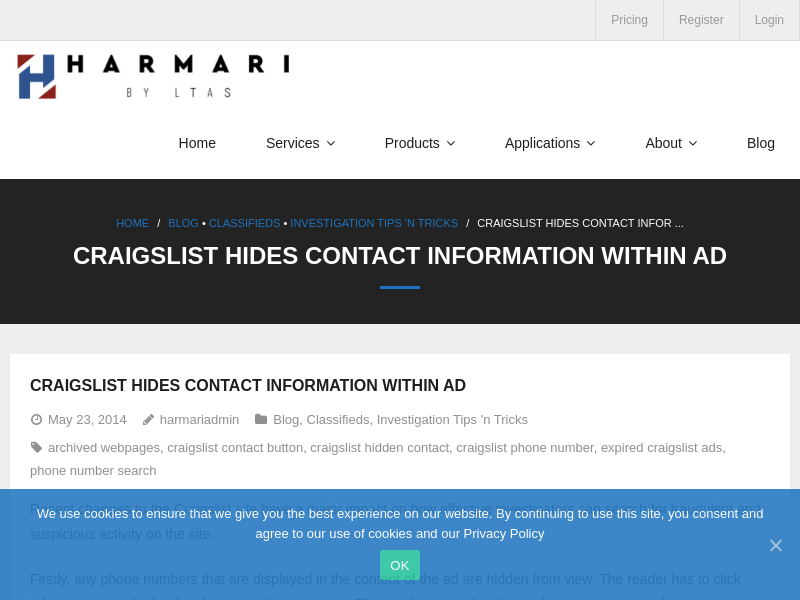 
                            8. Craigslist hides Contact information within ad - Harmari ...
