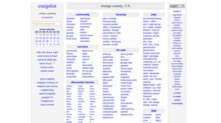 
                            1. craigslist: orange county, CA jobs, apartments, for sale ... - Craigslist Orange County Portal