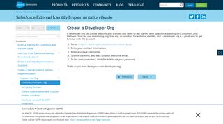 
                            8. Create a Developer Org | Salesforce External Identity ... - Salesforce Developer Portal Page