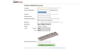 
                            1. Create a Rediffmail account - Rediff.com - Rediffmail Sign Up Mobile