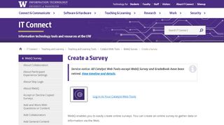 
                            1. Create a Survey | IT Connect - UW IT Connect - University of ... - Uw Catalyst Tools Portal