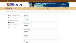 Create Account on K9Stud - K9stud Portal