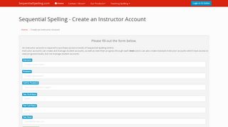 
                            2. Create an Instructor Account - Sequential Spelling - Sequential Spelling Online Portal