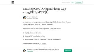 Creating CRUD App in Phone Gap using PHP/MYSQL - Medium - Phonegap Portal System Using Php & Mysql