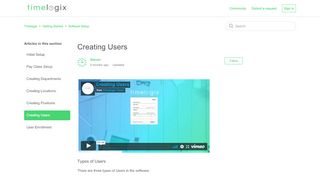 Creating Users – Timelogix