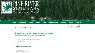 Credit Cards - Pine River State Bank - Www Myaccountaccess Com Onlinecard Portal Do
