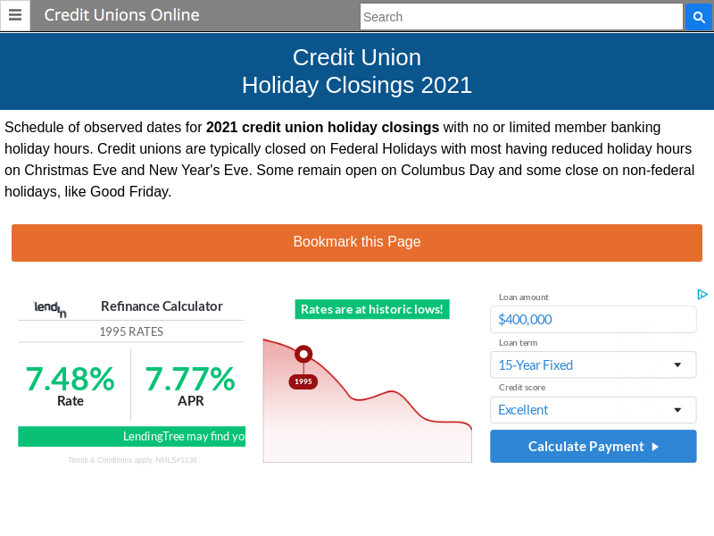 
                            10. Credit Union Holiday Closings (2021)