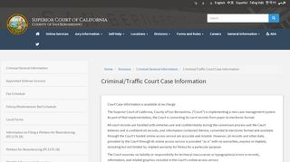 
                            4. Criminal/Traffic Court Case Information - San Bernardino Superior Court - San Bernardino County Open Access Portal