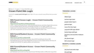 Crown Point Rds Login — Sign In to Your Account