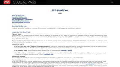 CSC Global Pass - Help - Login