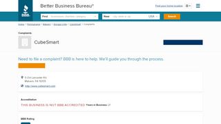 
                            11. CubeSmart | Complaints | Better Business Bureau® Profile - Cubesmart Self Storage Portal