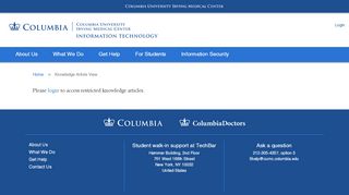 
                            4. CUMC email system - Service Now Asset Management - Columbia Edu Email Portal