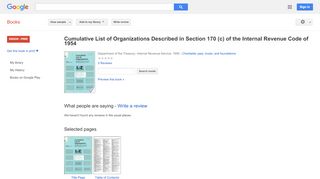 
Cumulative List of Organizations Described in Section 170 ...  
