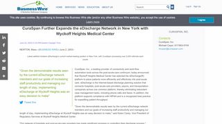 
                            7. CuraSpan Further Expands the eDischarge Network in New ... - Curaspan Login E Discharge