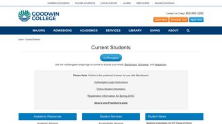 
                            9. Current Students | Goodwin University - Goodwin College - Sonisweb Portal