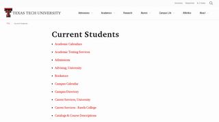 Current Students | TTU - Texas Tech University - Portal Texastech Edu