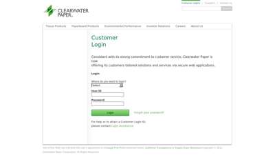 Customer Logins  Clearwater Paper