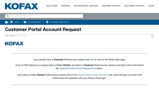 
                            7. Customer Portal Account Request - Kofax - Kofax Partner Portal
