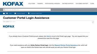 
                            6. Customer Portal Login Assistance - Kofax - Kofax Partner Portal