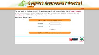 
                            4. Customer Portal - Login - Cygnet Customer Portal - Sutton Mis Portal