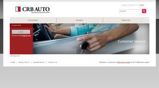 
                            4. Customer Service - CRB Auto - California Republic Bank Auto Finance Portal